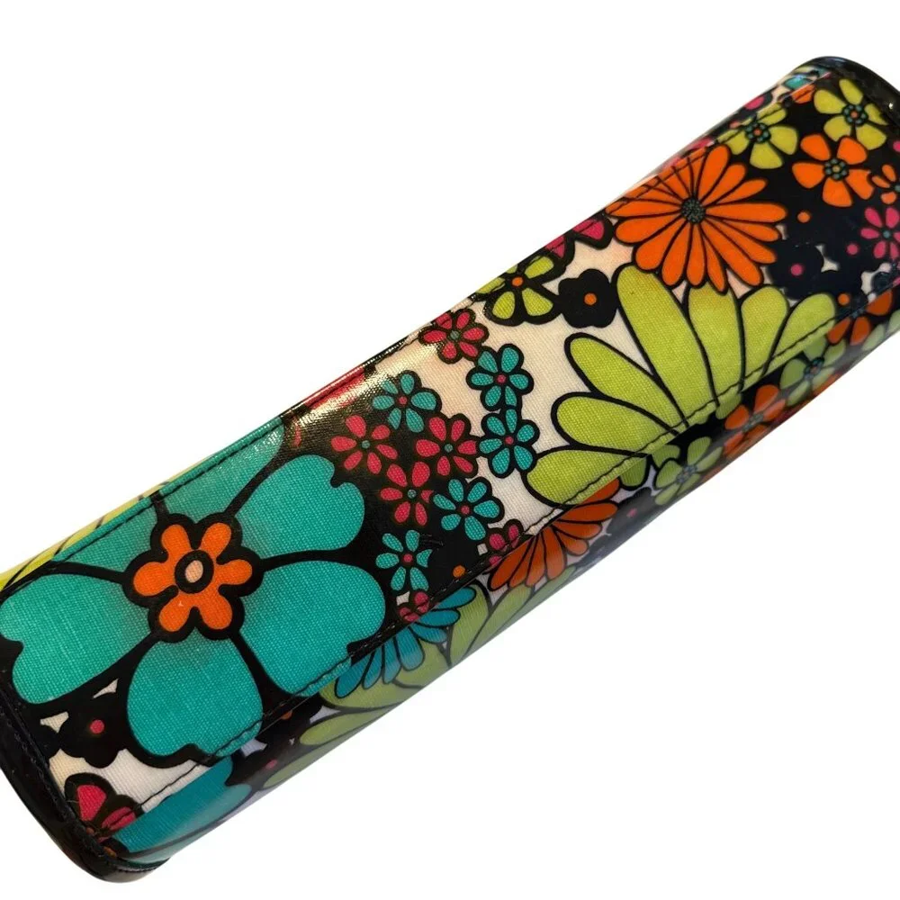 Vintage Nordstrom Cosmetic Bags Vinyl Black 70's Floral Set Lot - Picture 9 of 11